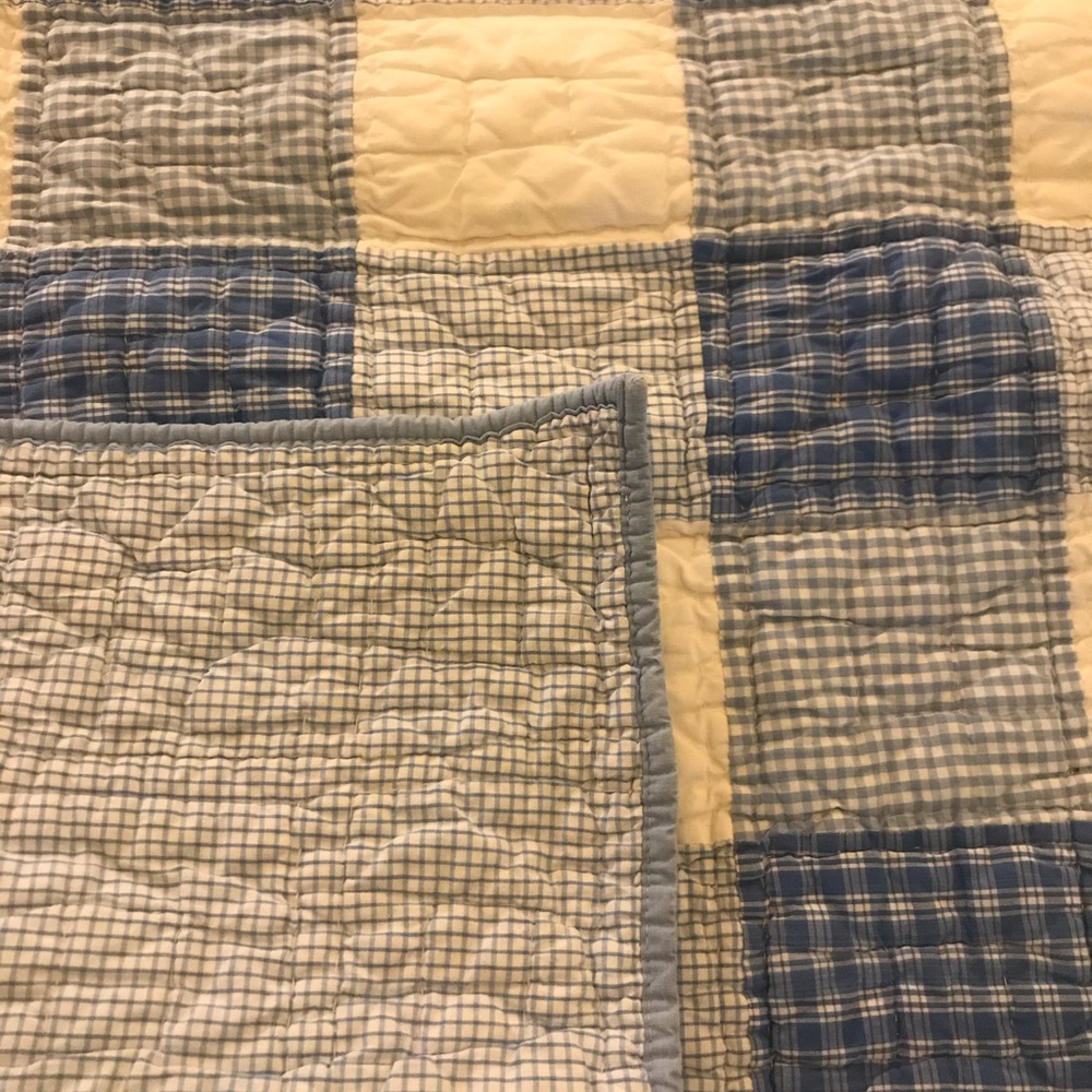 **Vintage** Pottery Barn Blue gingham quilt